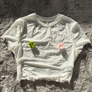 SHEIN flower Mesh crop top